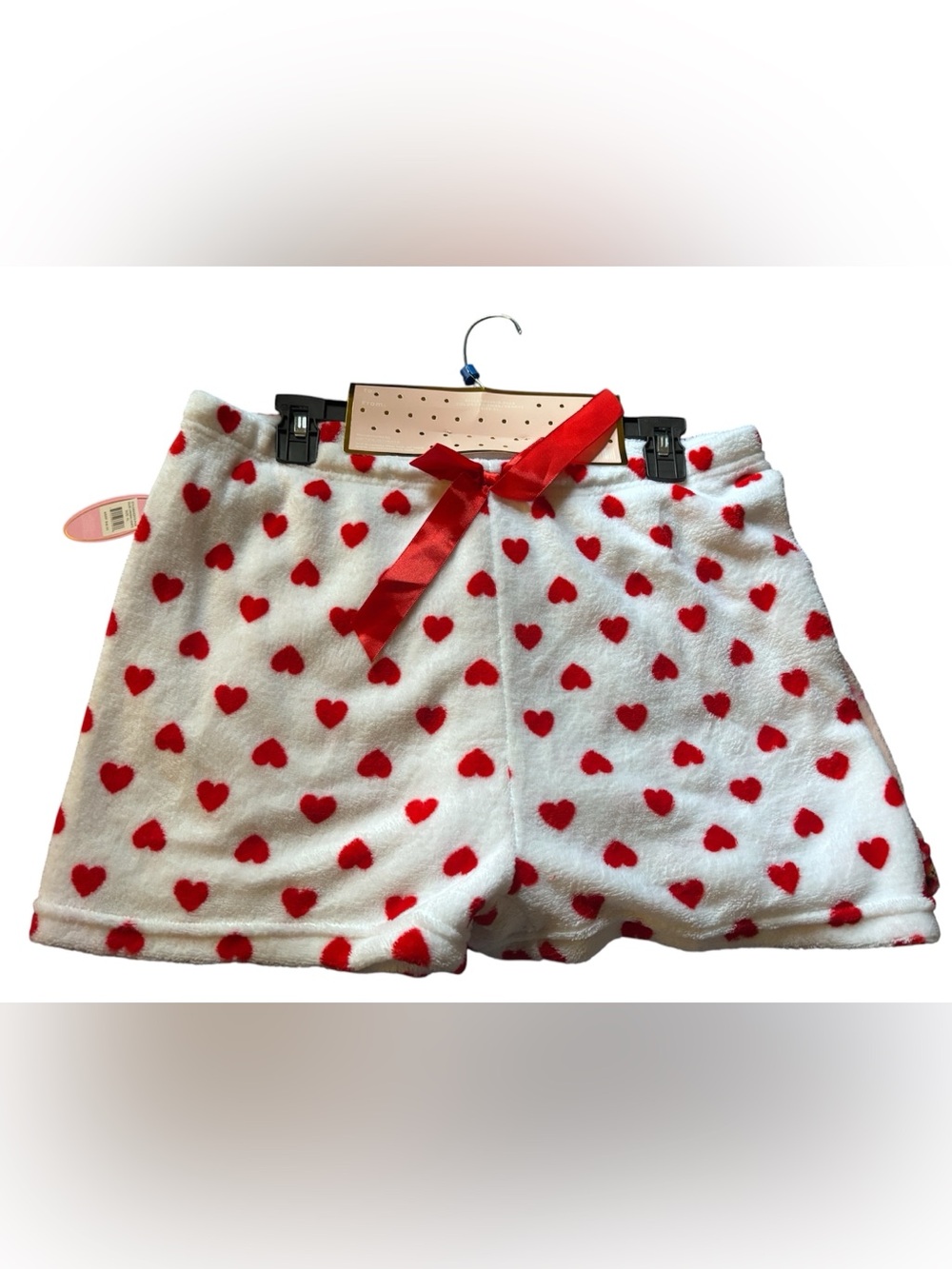 Plush Christmas Print Pajama Shorts - White & Pink (NWT)